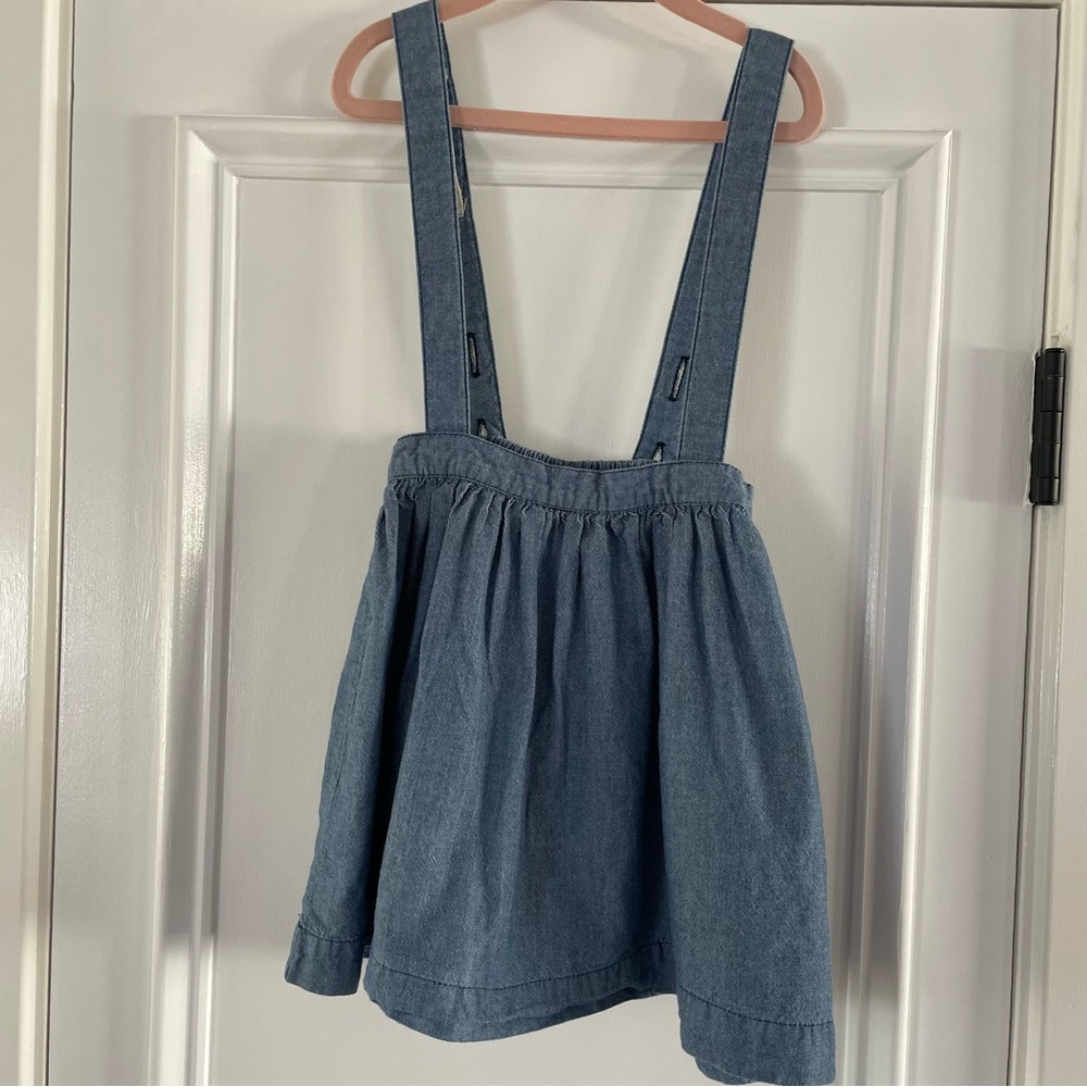 HUM a whimsical stitchery co Girls denim trouser overall skirt adjustable straps